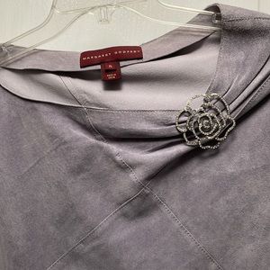 NWOT Margaret Godfrey Lilac Suede Leather Asymmetrical Cape/Shawl Size XL